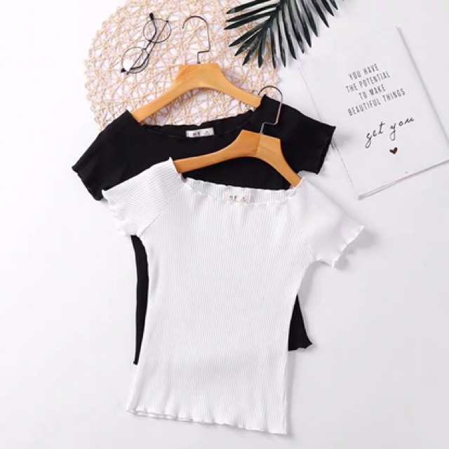 Áo Trễ Vai Thun Gân Tăm