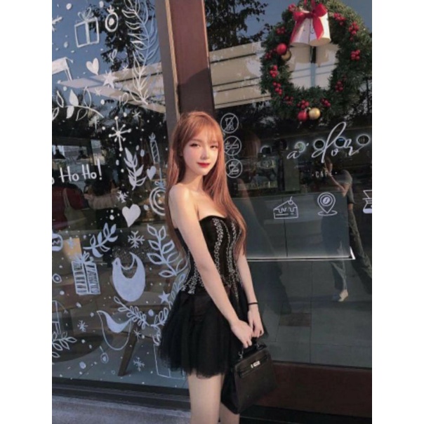 Đầm lưới dáng xòe công chúa kết hạt