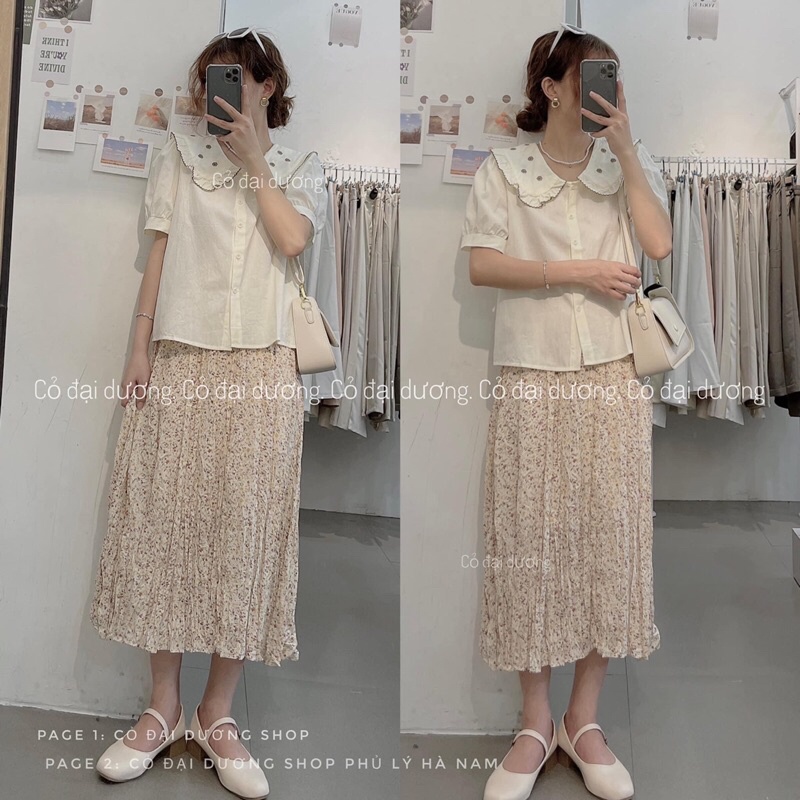 áo điệu cổ bẻ thêu hoa 815