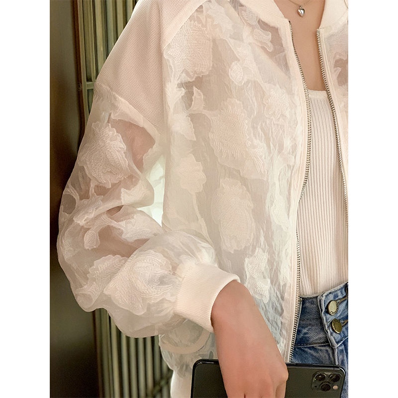 Áo Khoác Lưới Mỏng Nhẹ Thoáng Khí Chống Nắng Màu Trắng Thời Trang Mùa Hè Cho Nữ
