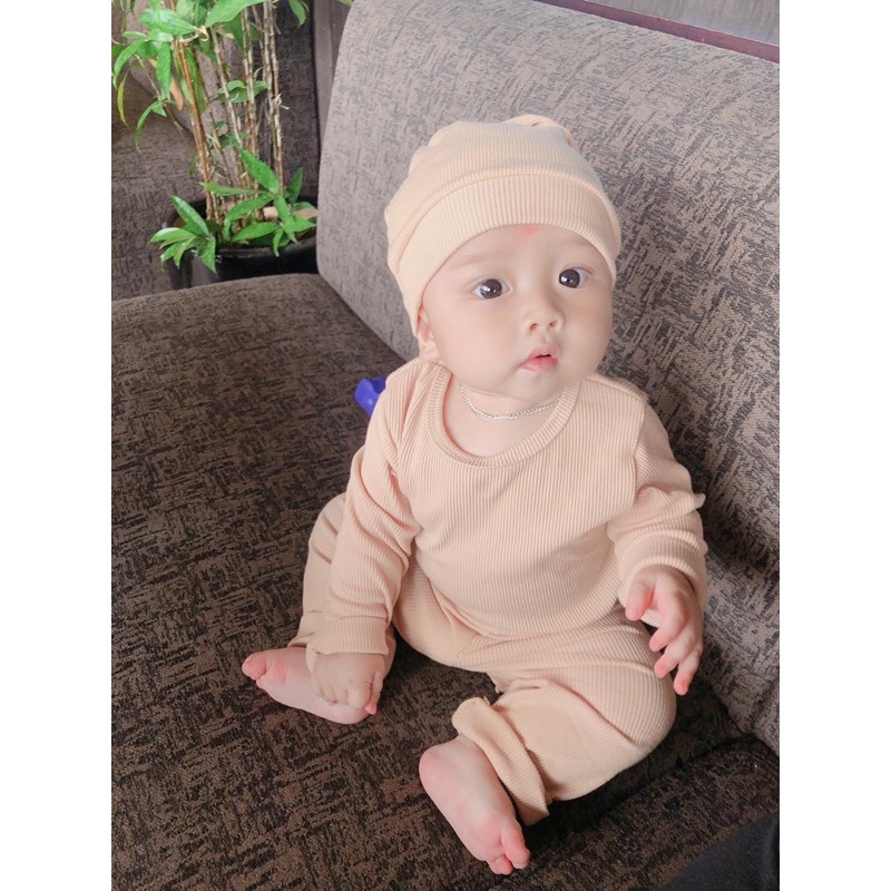 Bộ thu đông cho bé Sơ sinh Minky mom chất len tăm Đồ bộ Bé gái Bé trai_Bộ dài tay thu đông cho bé