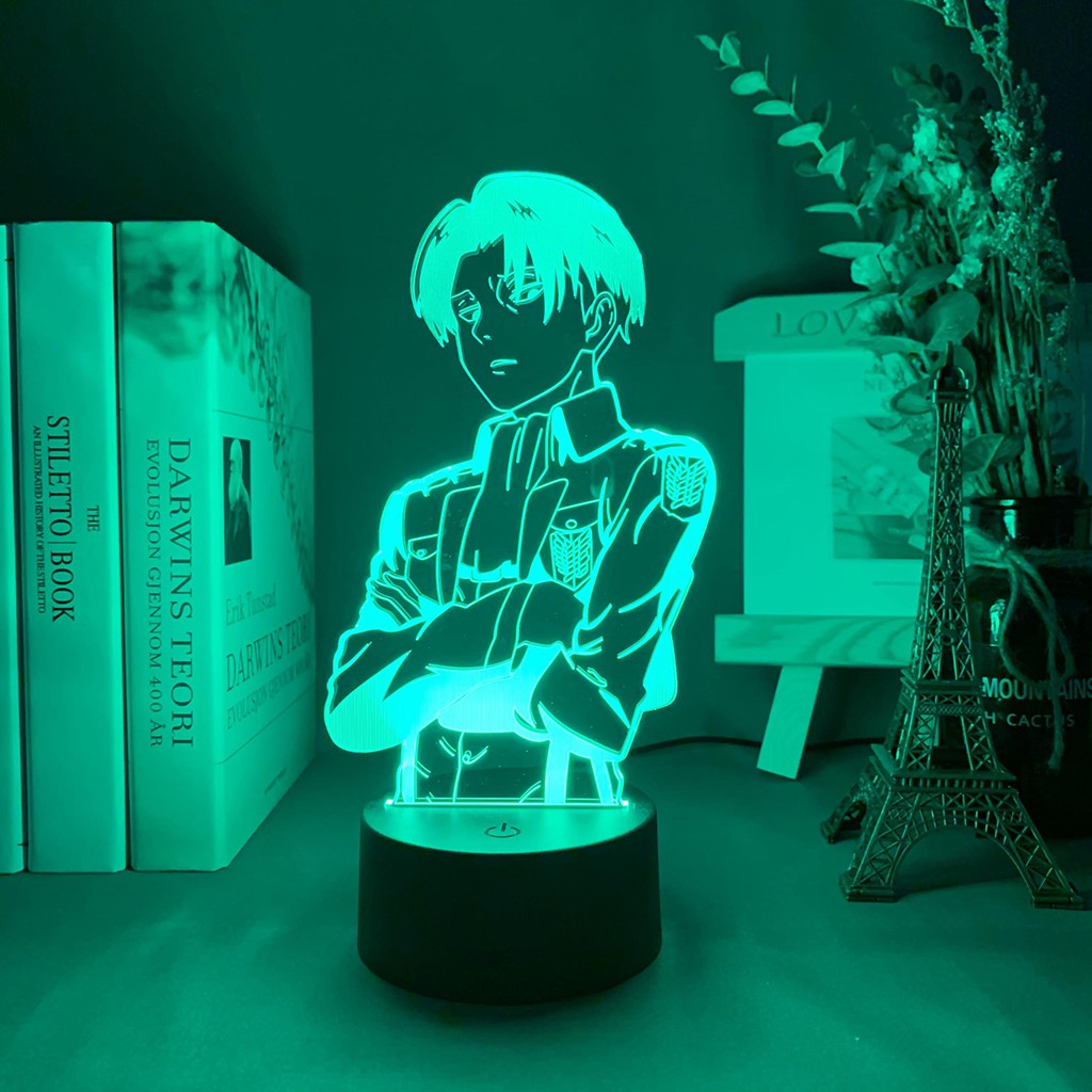 Acrylic Table Lamp Anime Attack on Titan for Home Room Decor Light Cool Kid Child Gift Captain Levi Ackerman Figure Night Light