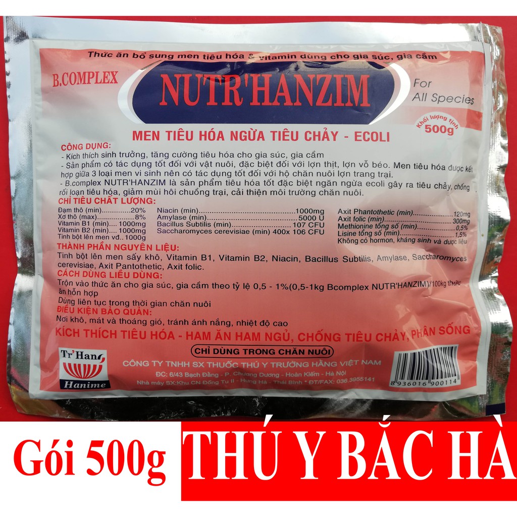 1 Gói B.complex NUTR'HAN zim 500g men tiêu hoá ngừa tiêu ch-ảy - ECOLI