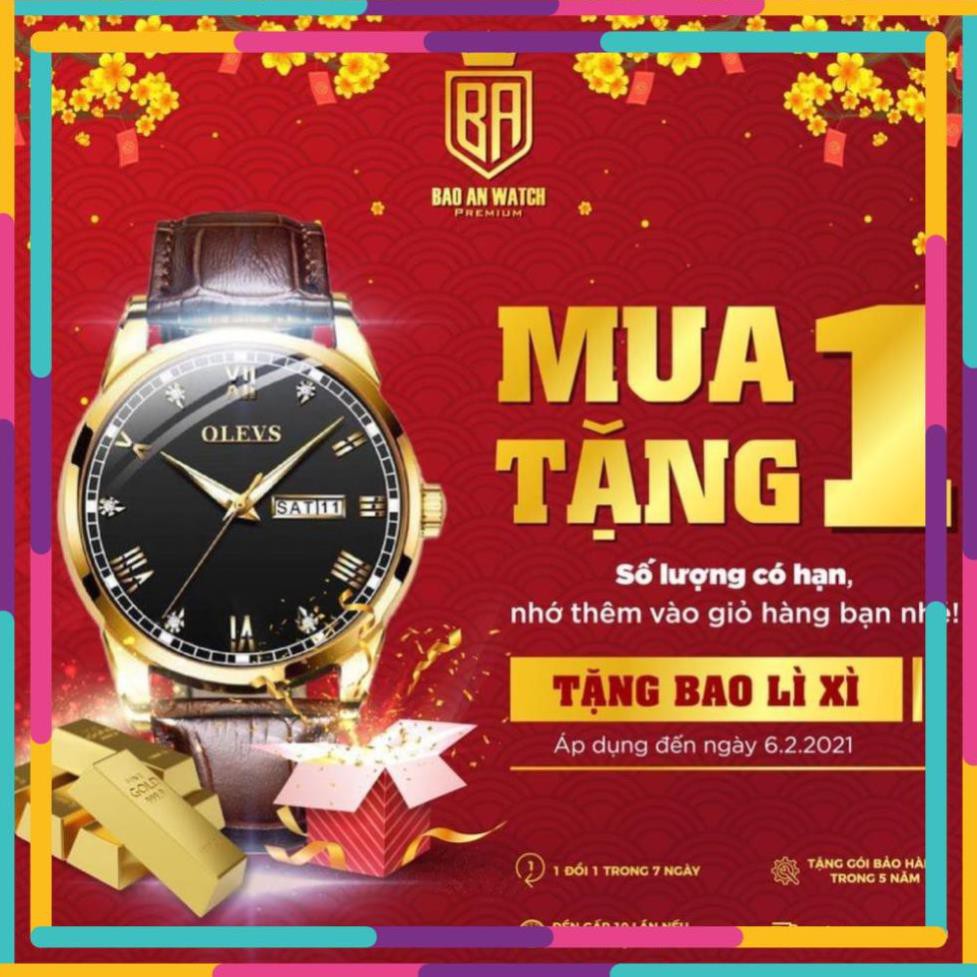 [Chính Hãng 100%] Đồng Hồ Nam - Đồng hồ thời trang nam OLEVS OL6602 dây da chính hãng size 40mm