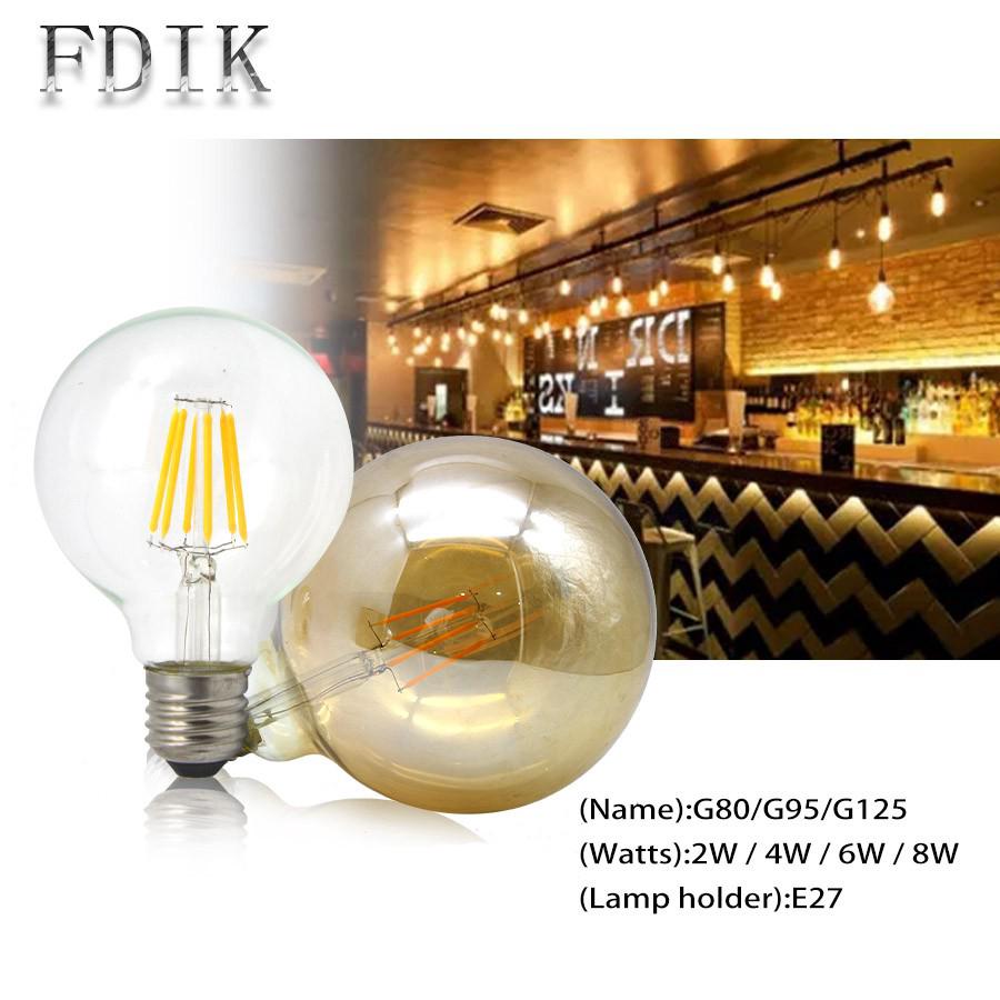 Đèn led dây tóc g80 g95 g125 e27 vintage edison bóng đèn led 2w 4w 6w 8w