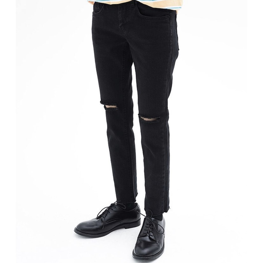 QUẦN JEAN đen skinny rách gối CHUOTTRANG