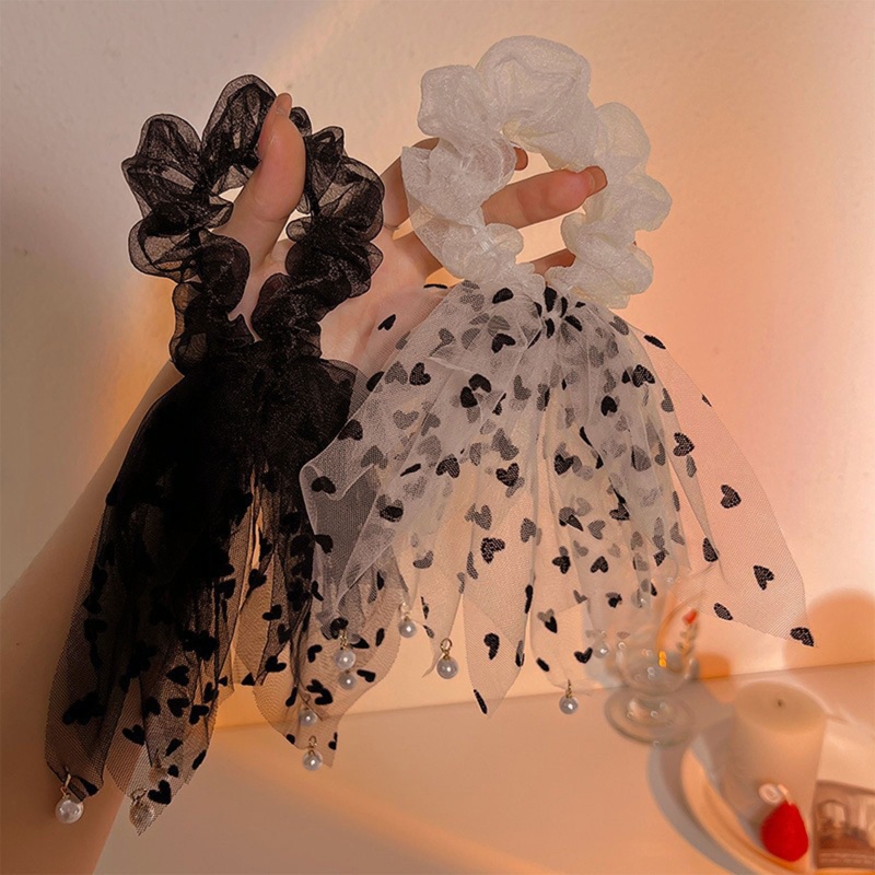 Dây Cột Tóc Cao Su Co Giãn In Họa Tiết Chấm Bi Xinh Xắn Cho Nữ