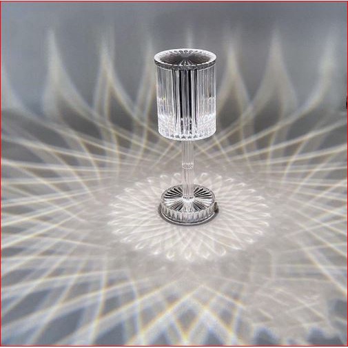 Đèn ngủ pha lê hình trụ cảm biến 16 màu để bàn, có điều khiển từ xa điều chỉnh được độ sáng siêu xinh