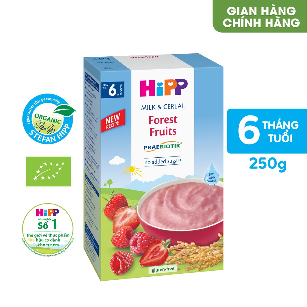 Bột ăn dặm dinh dưỡng Sữa, Hoa quả rừng HiPP Organic 250g thumbnail