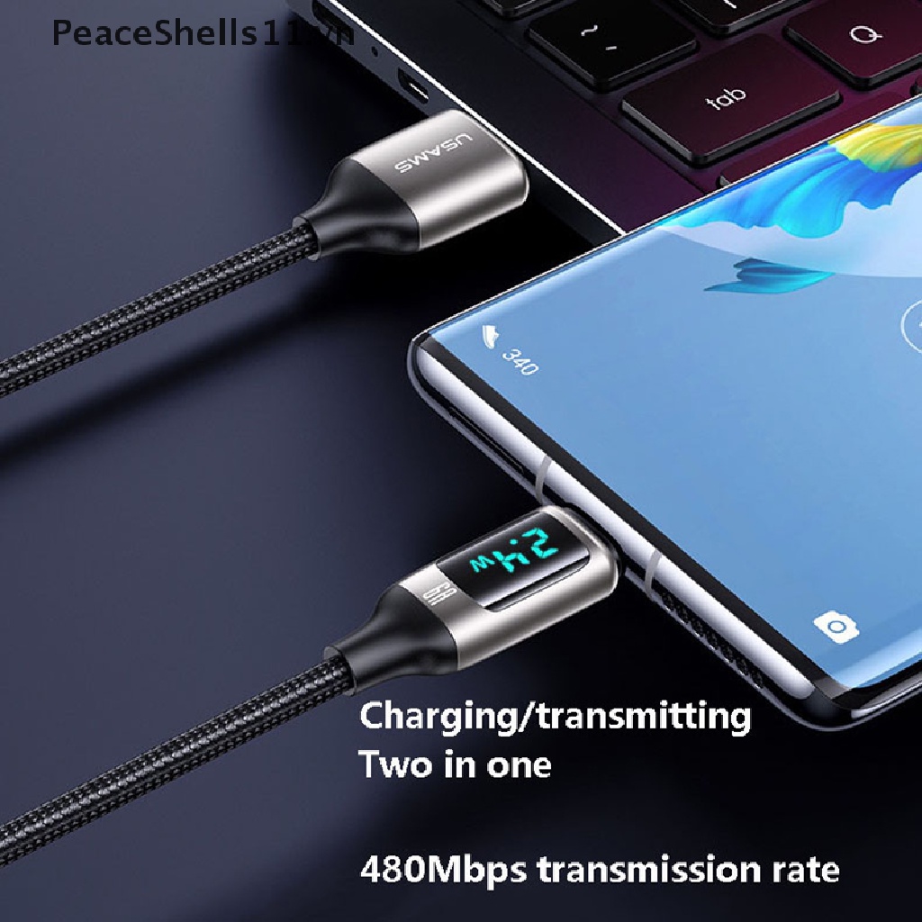Cáp Sạc Nhanh PD 100W 6A USB Sang Type-c Có Màn Hình LED Cho Điện Thoại