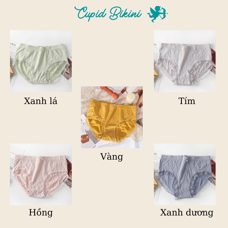 Quần lót nữ cotton trơn kháng khuẩn cạp cao đẹp dễ thương mềm mại Cupid bikini | BigBuy360 - bigbuy360.vn