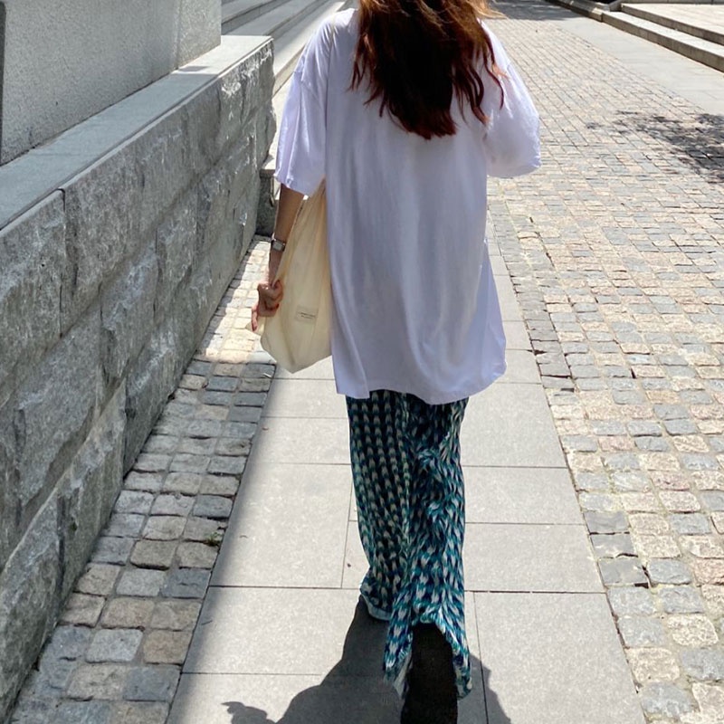 Quần dài XINLANYASHE lưng cao ống rộng họa tiết sọc caro thiết kế mỏng năng động thời trang cho nữ