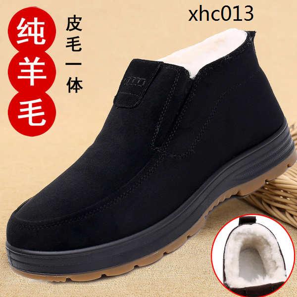 Giày Bốt Vải Cotton Phối Len Dày Dặn Giữ Ấm Chống Trượt Thời Trang Mùa Đông Cho Người Lớn Tuổi