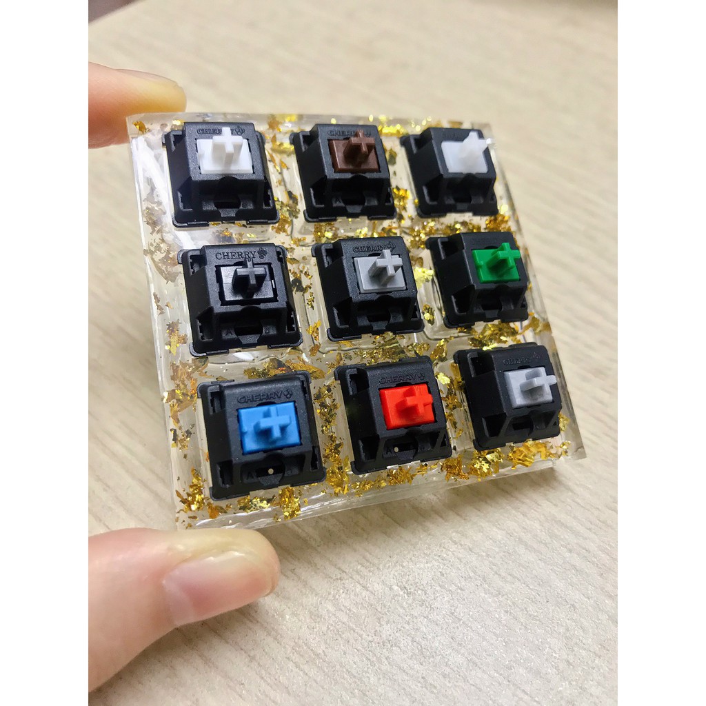 Bộ kiểm tra switch cho bàn phím cơ - Switch Tester 3x3 resin handmade mạ lá vàng (không kèm switch)