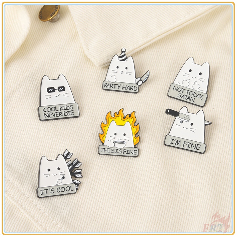 ♥ Khuy Cài Áo Hình Mèo Trắng Cá Tính ♥ 1 Huy Hiệu Gài Balo Hình Thú Cưng Dễ Thương