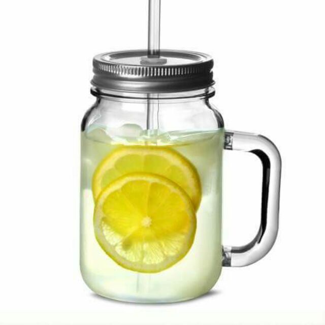 LY THUỶ TINH CÓ QUAI DẠNG LỌ VUÔNG, CÓ NẮP VẶN 400ML ĐỰNG TRÀ SỬA,SINH TỐ,NƯỚC ÉP HOA QUẢ...