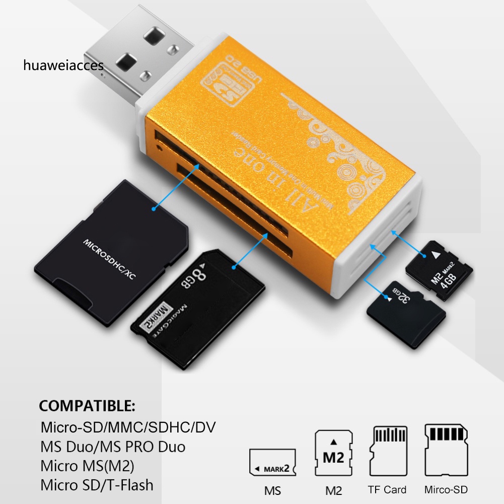 Đầu Đọc Thẻ Nhớ Hua Usb 2.0 Micro-Sd / Tf / Ct / Ms / Sdhc / Mmc | BigBuy360 - bigbuy360.vn