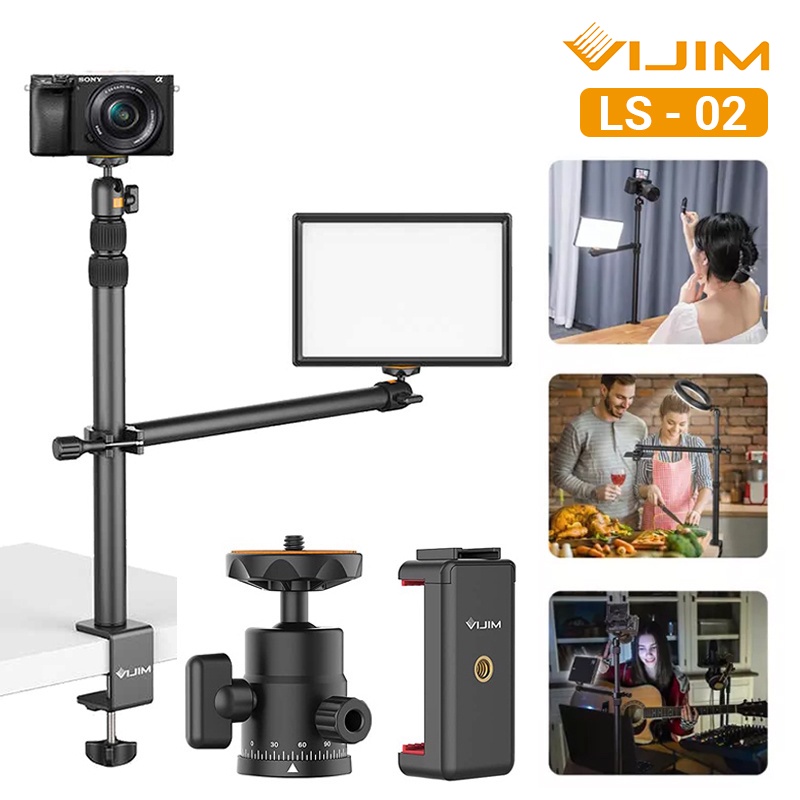 Tay ARM kẹp cạnh bạn ULANZI VIJIM LS02 - Stand điều chỉnh chiều cao quay TopShot 105cm