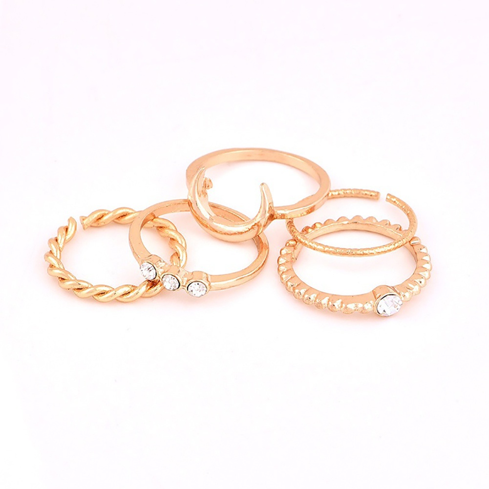 Set 5 nhẫn midi hợp kim phong cách cổ điển cá tính sang trọng dành cho nữ