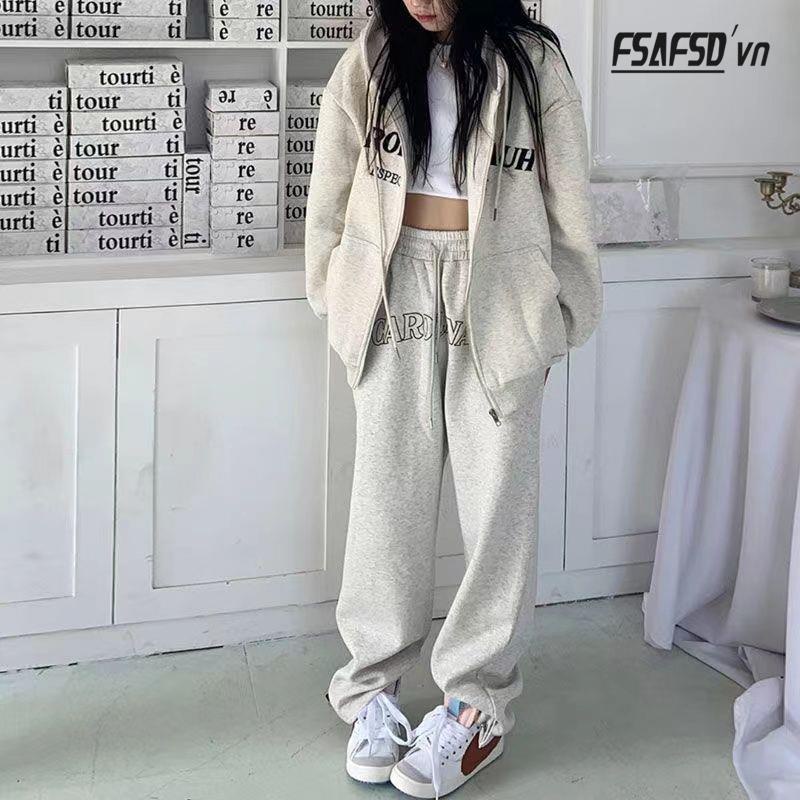 Bộ Đồ Thể Thao Áo Khoác Hoodie Vải Mỏng Dáng Rộng Thiết Kế Năng Động Cho Nữ