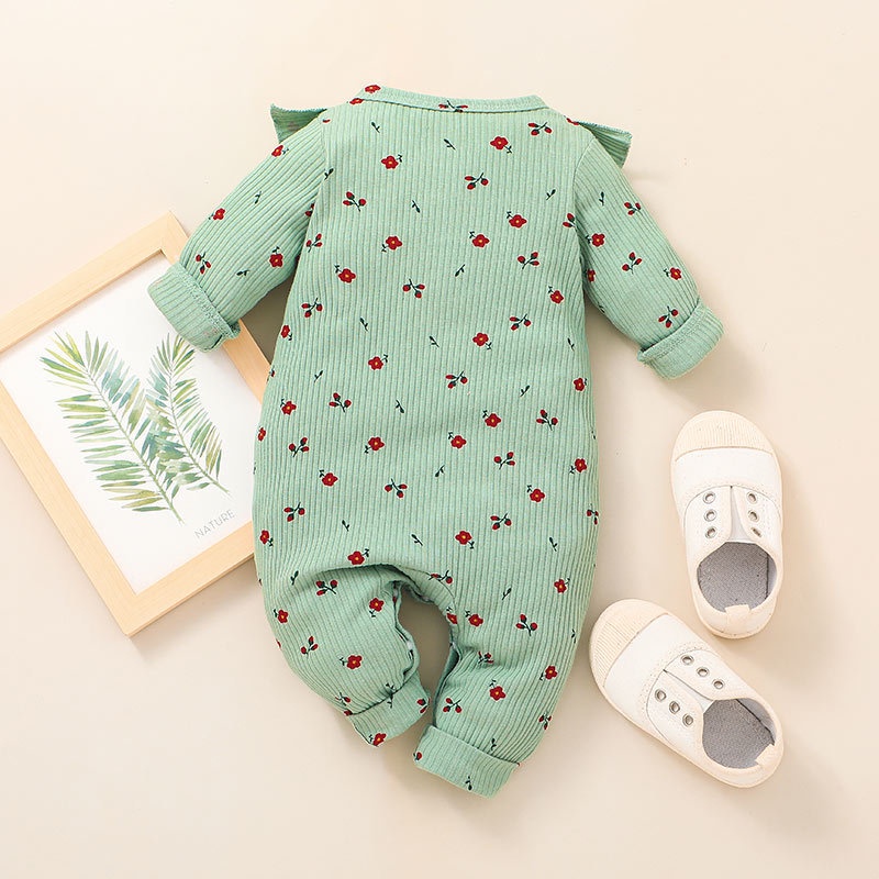 Body bé gái đồ sơ sinh từ 0 đến 18 tháng In Hoa bodysuit liền thân dài tay quần áo cho bé trẻ em