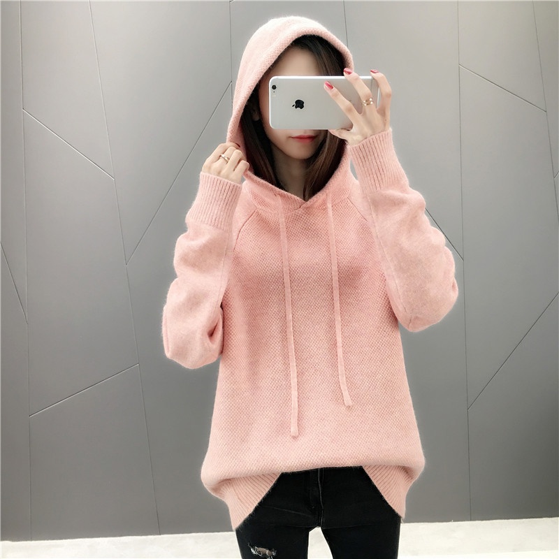 PVN36955 Áo Len Có Mũ Nữ Dáng Áo Hoodie Thời Trang Hàn Quốc T2 . . . . .