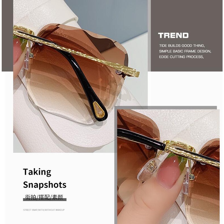 Kính Mát Gọng Vuông Không Viền Thời Trang Cho Nữ