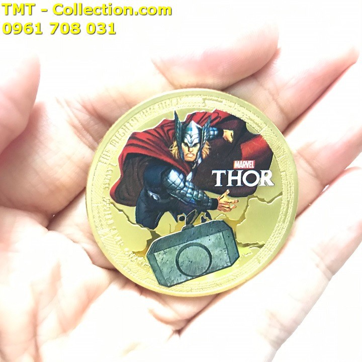 Xu Avengers Marvel Siêu Anh Hùng Thor Vàng; Màu: vàng; đường kính của xu là 4cm-TMT Collection-SP002465