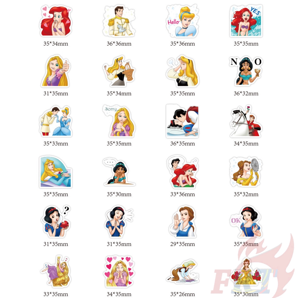 ❉ Bộ 02 Miếng Dán Trang Trí Hình Công Chúa Disney 02 ❉ Set 40 Sticker Dán Trang Trí Nhật Ký, Sổ Tay, Ván Trượt