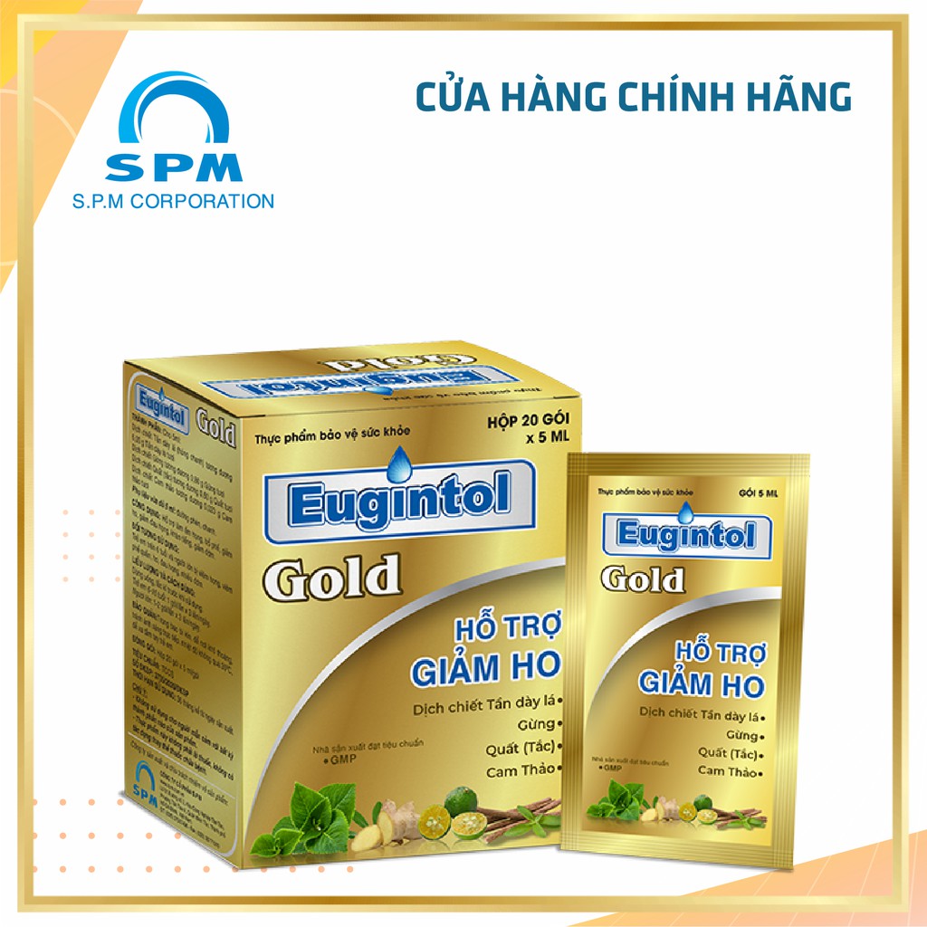 Siro ho Eugintol Gold - Hỗ trợ giảm ho, Bổ phế, Tiêu đờm - Tăng sức đề kháng - Hộp 20 gói