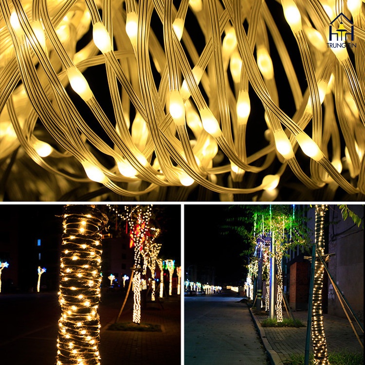 Đèn dây led đom đóm cao cấp quấn cây năng lượng mặt trời trang trí DECOR ngoài trời ,ban công, sân vườn .