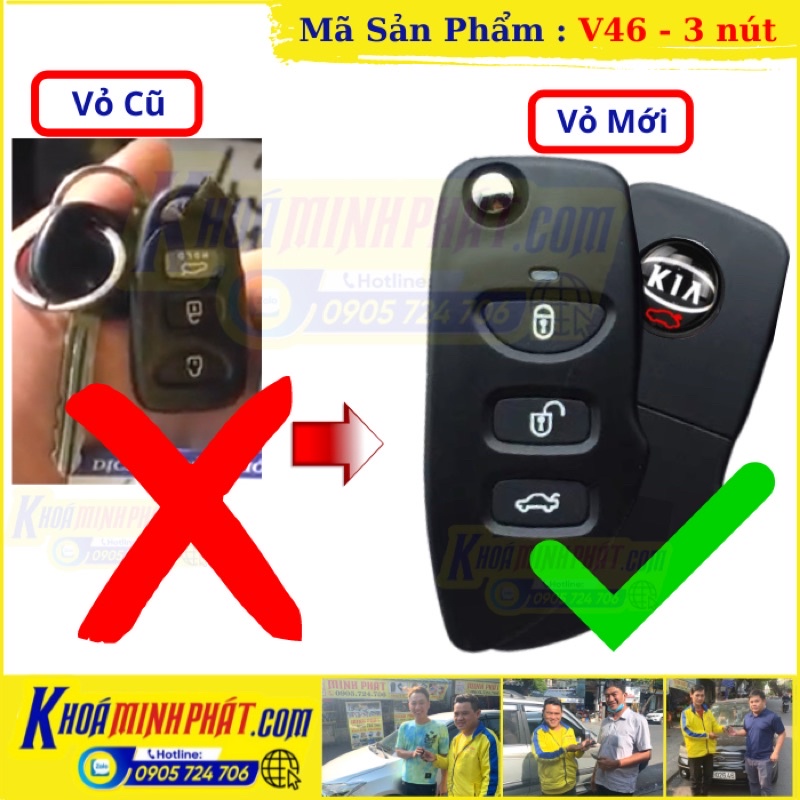 Vỏ Chìa khóa xe Kia Carens, Forte, Cerato Độ gập