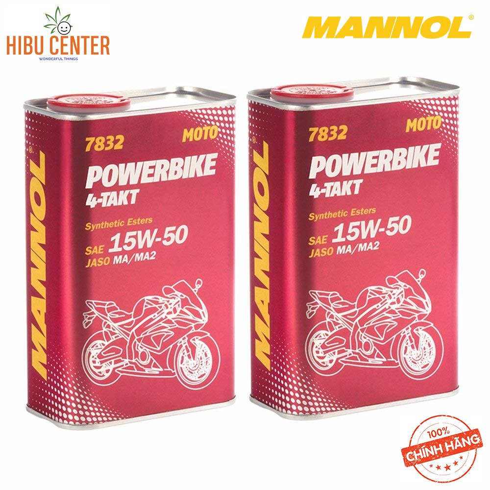 Nhớt MANNOL 4-Takt Powerbike ESTER 15W-50 SM 7832 – 1L Hàng Đức Cao Cấp Chính Hãng – HIBUCENTER (Dành cho xe PKL)