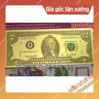[GIÁ TỐT NHẤT] Tờ Tiền 2 USD Mạ Vàng Plastic số seri Lộc Phát 68688686 làm quà lưu niệm, phong thủy
