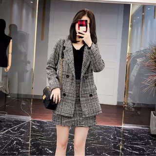 (Order-M) Ulzzang Set vest kẻ và chân váy M058