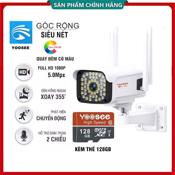 Camera IP WIFI Hilook 2.0mpx, Có Mic Thu âm, Góc rộng 2.8mm | Yoosee Ngoài trời chống nước, xoay, đàm thoại, Led có màu