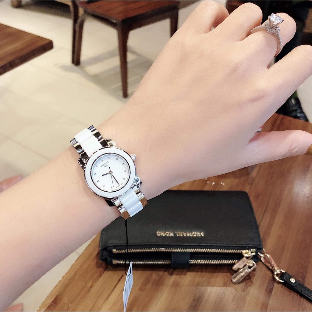 Đồng hồ nữ chính hãng Tissot T-Trend T064.210.22.011.00  - Máy Quartz Pin Thụy Sĩ - Dây đá Ceramic