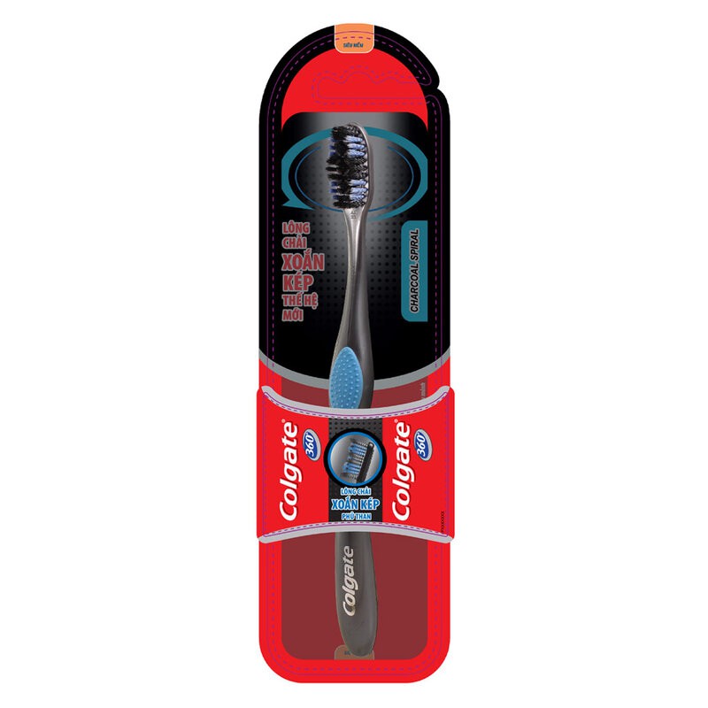 Bàn Chải Đánh Răng Colgate Lông Chải Xoắn Kép Phủ Than 360 Charcoal Spiral