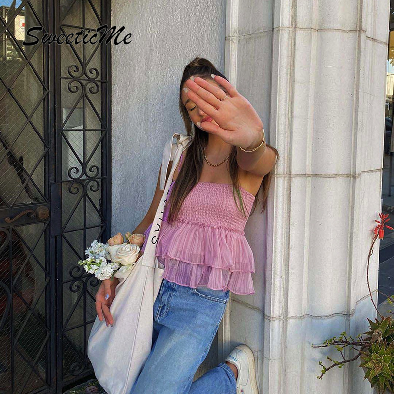 SweeticMe Women's 2021 New Suspenders Sexy Off Shoulder Fashion Strap Top | BigBuy360 - bigbuy360.vn