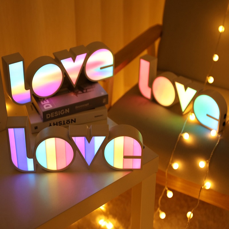 Đèn Để Bàn USB Chữ LOVE trang trí set up phòng con gái, bàn làm việc, chơi game, đèn ngủ, cầu hôn siêu đẹp.