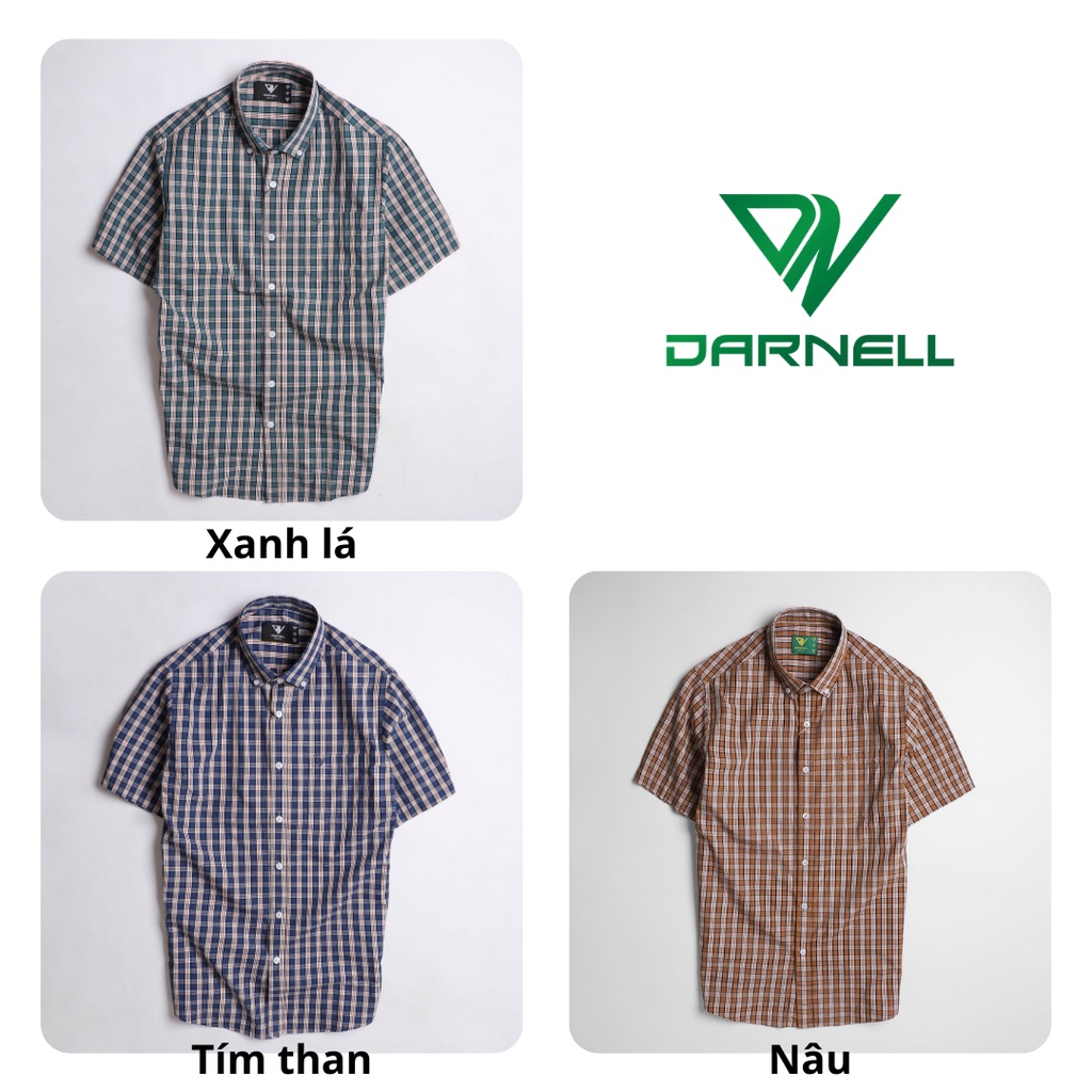 Áo sơ mi nam ngắn tay kẻ caro DARNELL phom slimfit vải cotton cao cấp ít nhăn, thấm hút mồ hôi mềm mịn bền đẹp DN0041
