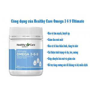 [Nhập Khẩu] Viên Uống Bổ Tim Mạch CoQ10 Healthy Care Omega 3 6 9 Ultimate 200 viên - Bổ mắt , tim mạch cho người lớn
