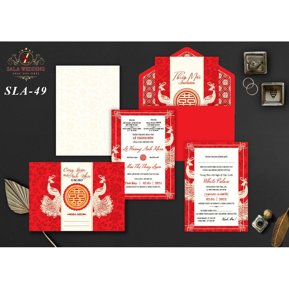 Thiệp cưới màu đỏ SLA49