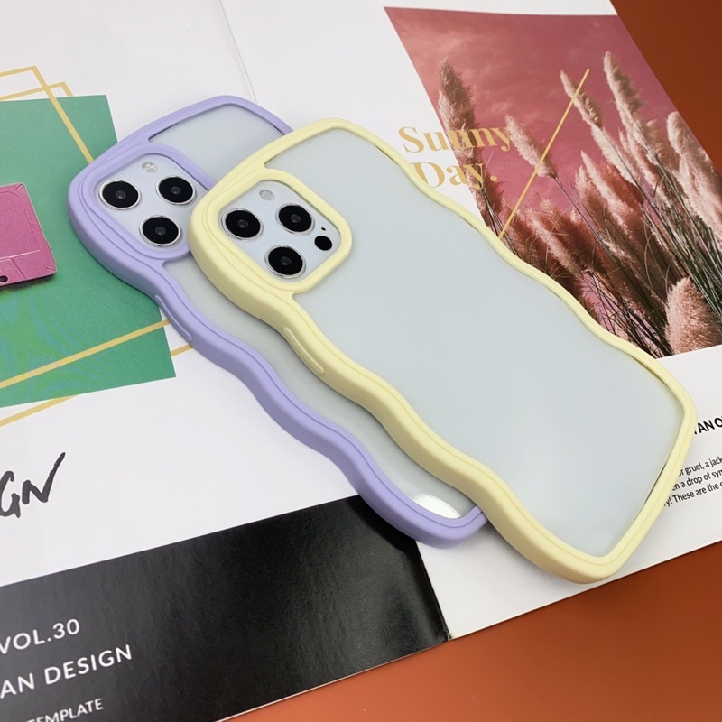 Ốp lưng iphone mây Dẻo bo viền 7/8/SE/11/12/13/Pro/Promax/Max màu vàng, tim pastel xinh nhẹ nhàng