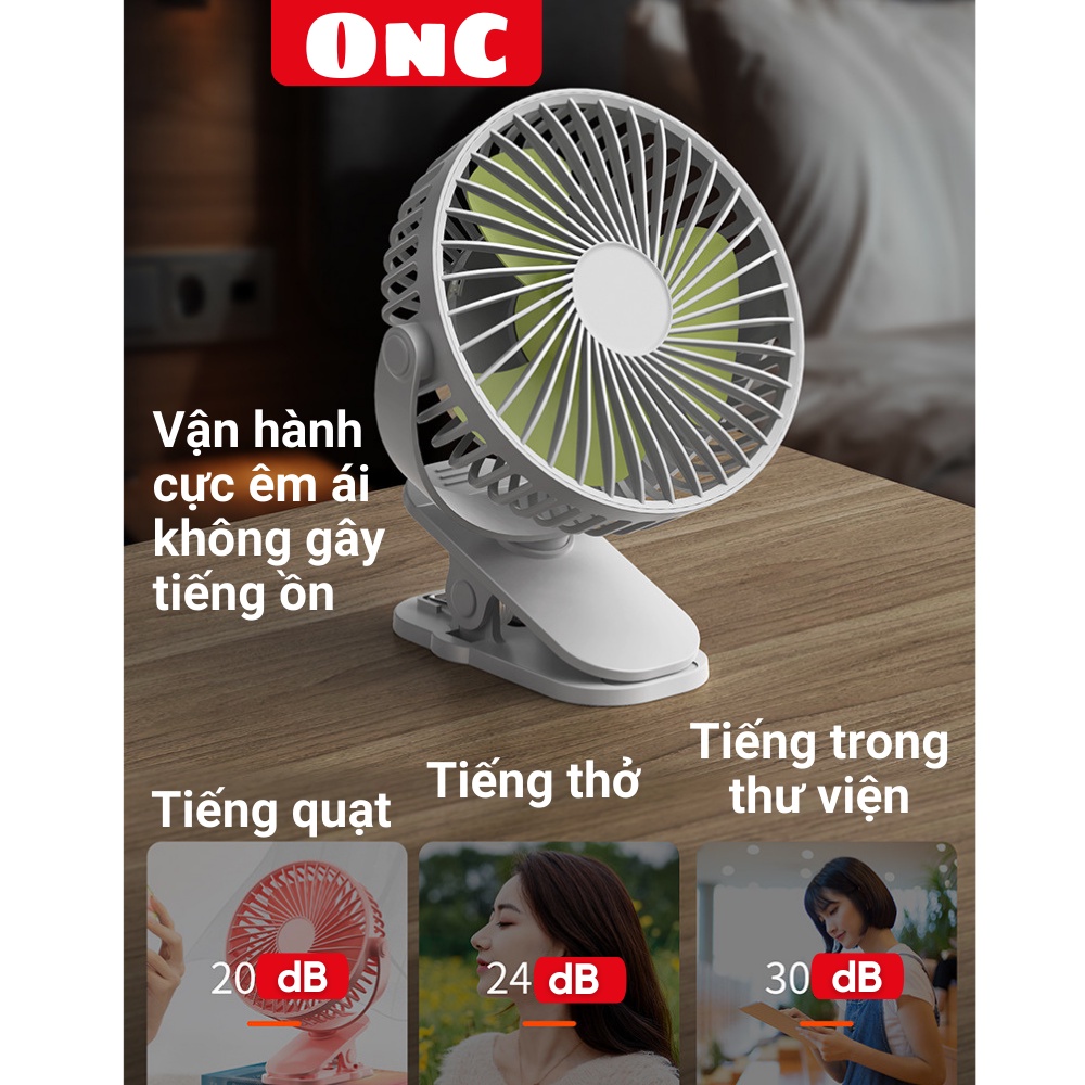 Quạt tích điện F06-7200mAh để bàn/ kẹp nôi Chạy 50 giờ liên tục - Xoay mọi tư thế - Hàng chính hãng - Bảo hành 15 tháng