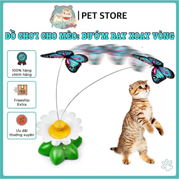 Đồ chơi tương tác bướm bay xoay quay vòng , đồ chơi dành cho chó mèo giải stress - Kitty Pet Shop BMT