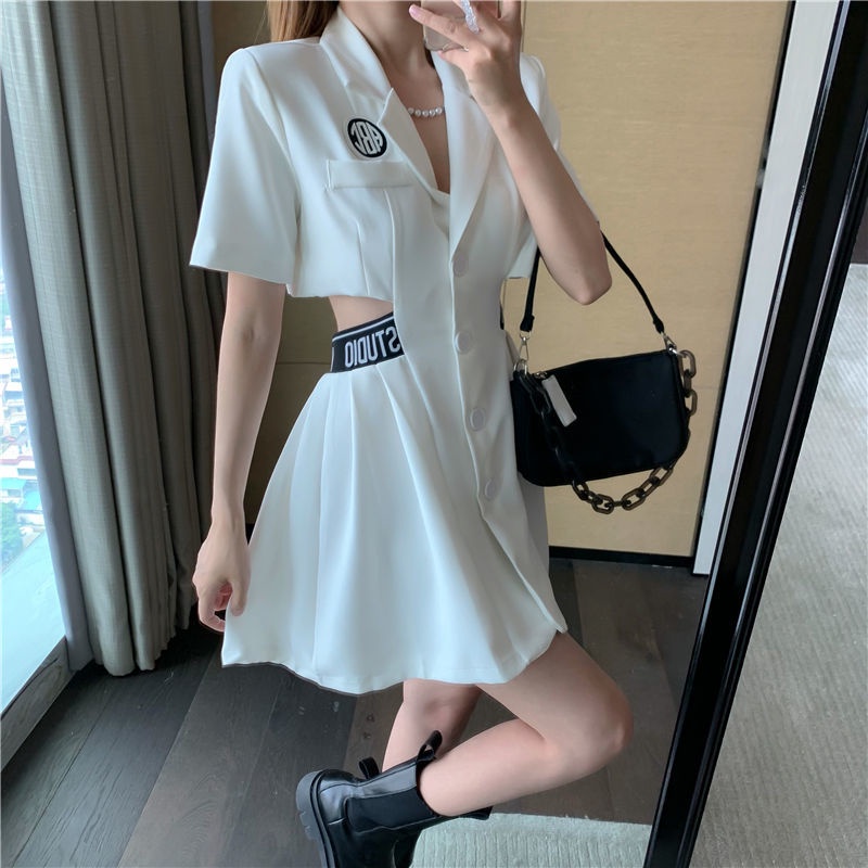 Đầm Tay Ngắn Dáng Chữ A In Chữ Thời Trang Mùa Hè Cho Nữ