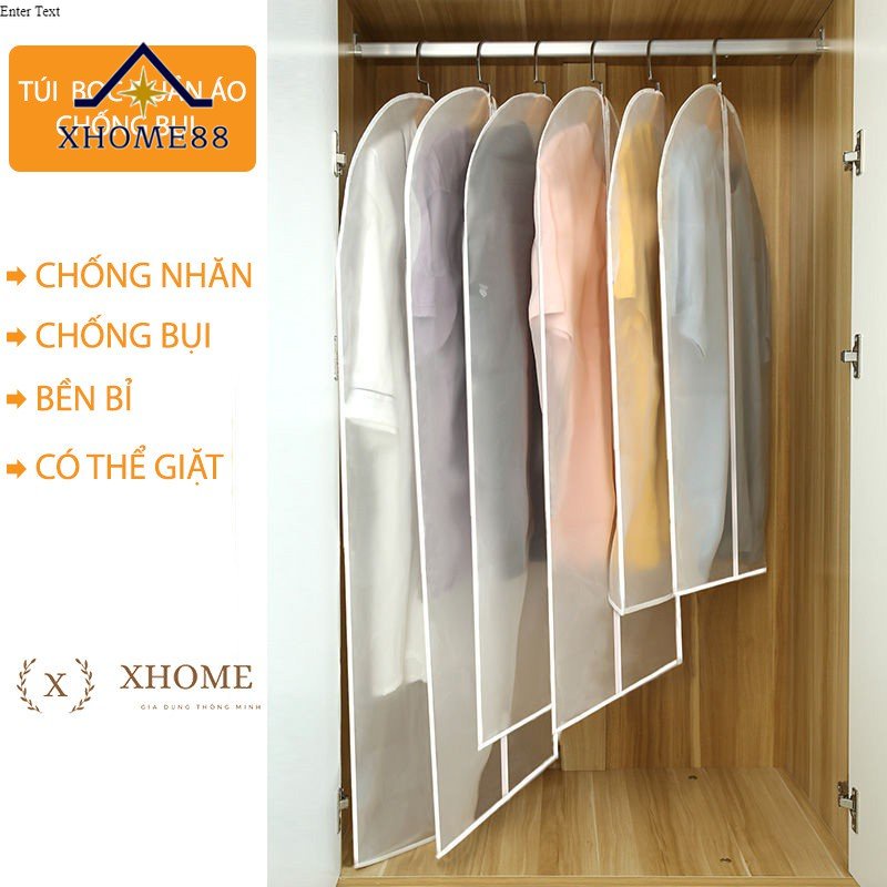 Túi bọc quần áo treo tủ chống bụi mốc có khóa kéo tiện dụng chống thấm đa năng
