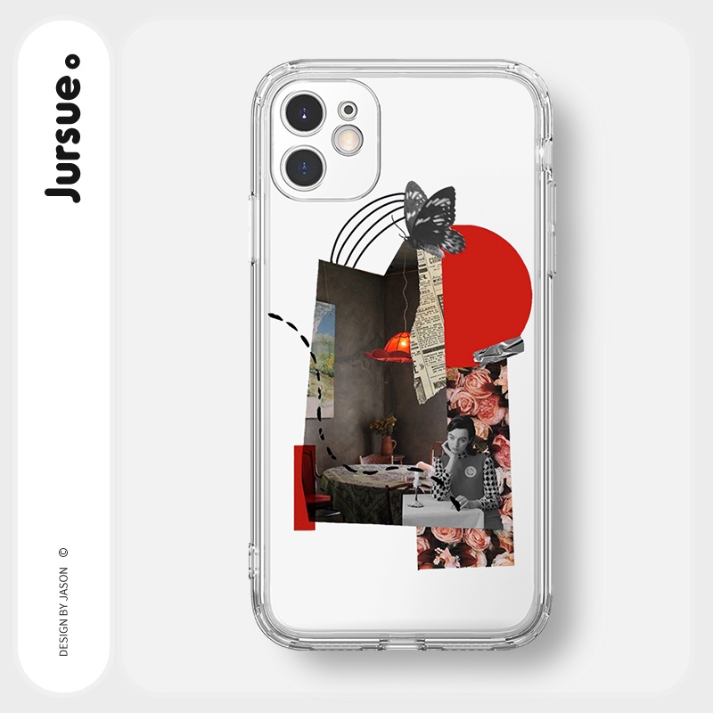 Ốp lưng JURSUE mềm chống sốc hình độc lạ ngộ nghĩnh  cho iPhone 13 12 11 Pro Max SE 2020 X XR XS ip 8 7 Plus Y1943