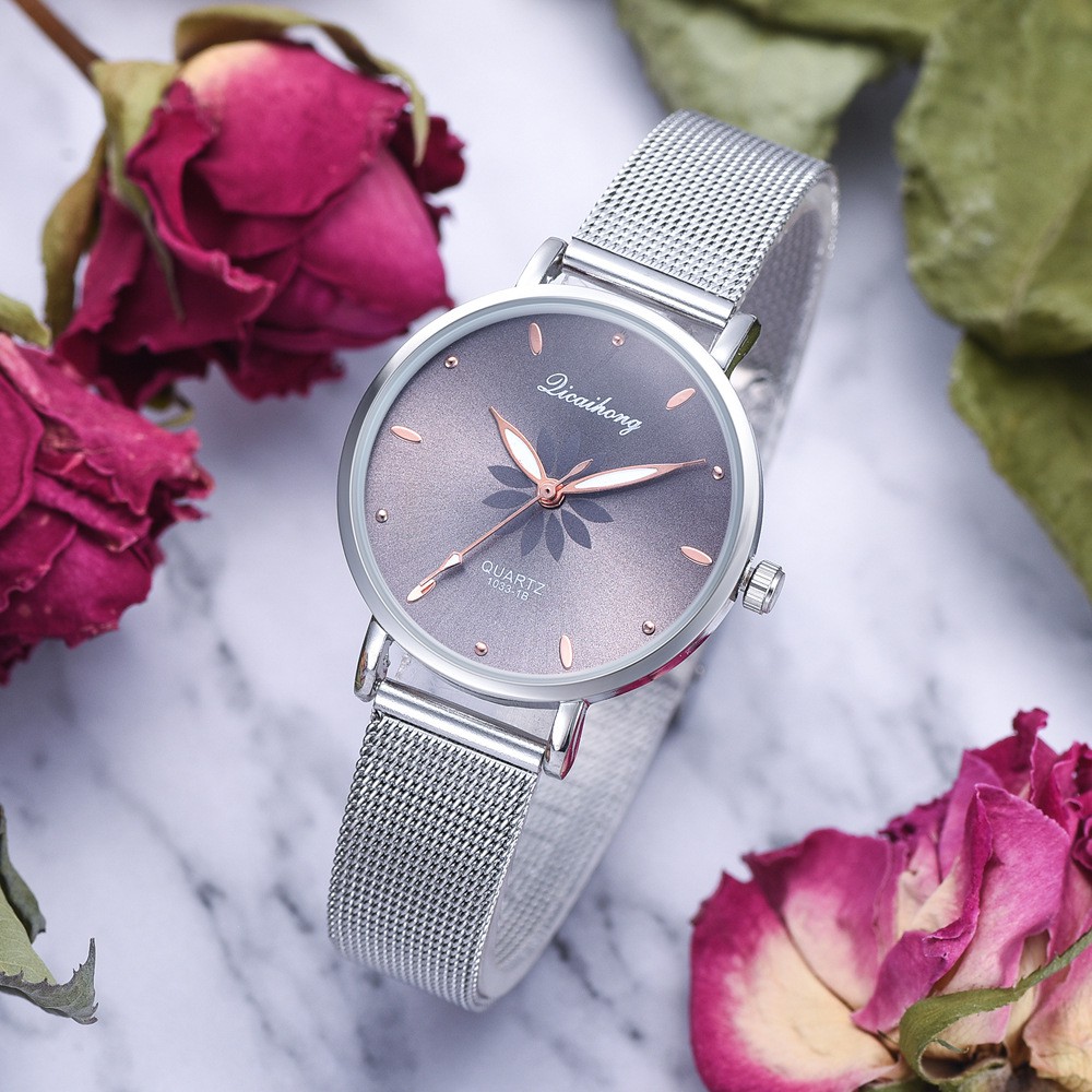 Đồng Hồ Nữ DICAIHONG Dây Thép Lưới Chính Hãng Thiết Kế Hình Bông Hoa Sang Trọng | BigBuy360 - bigbuy360.vn